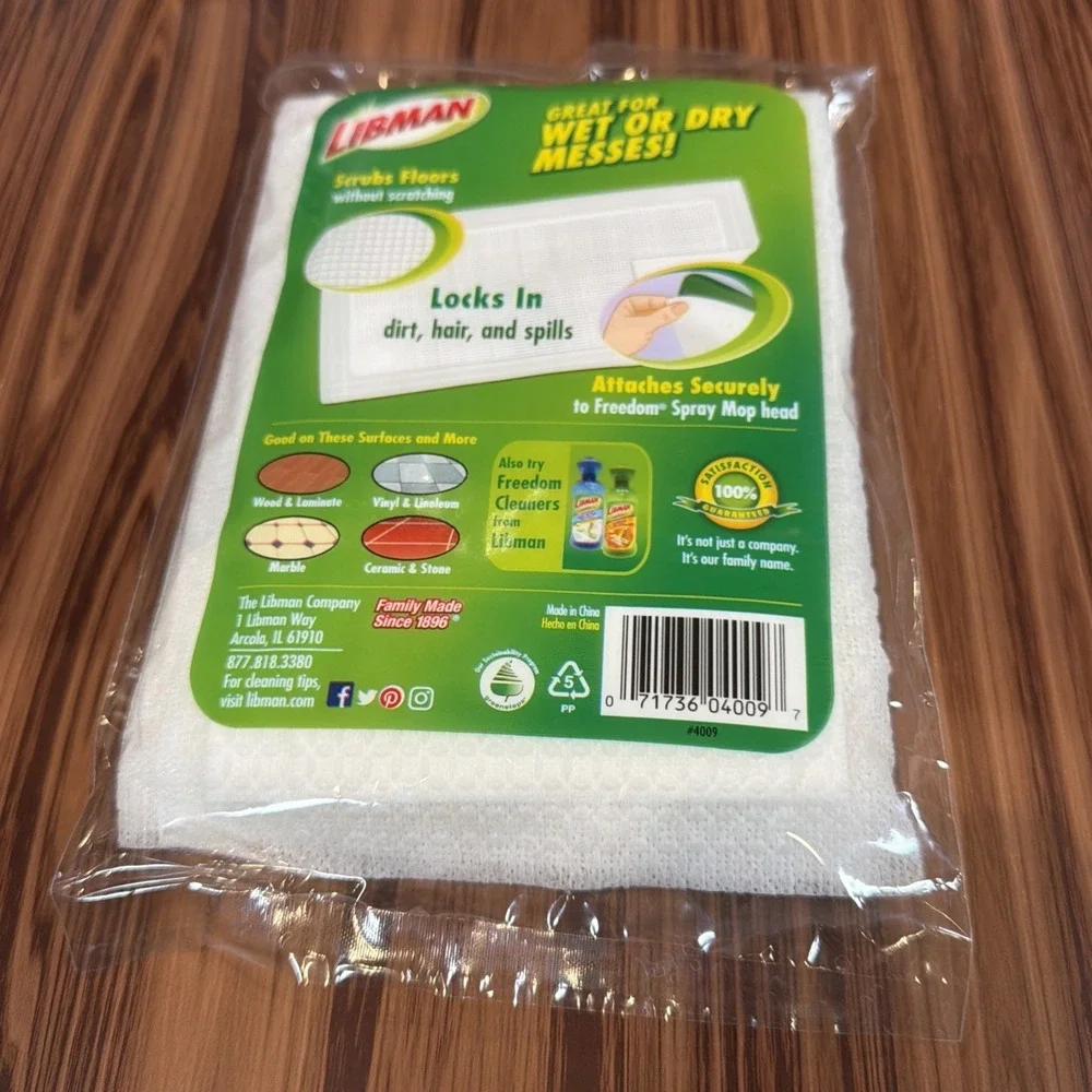 Libman Disposable Mop Cloths for Freedom Spray Mop Locks in Dirt 3 Per Pack HTF